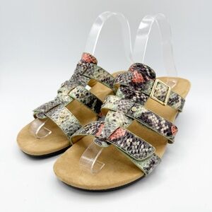Vionic‎ Slides Sandals Womens Sz 7 Park Radia Wedge Multi Color Snakeskin